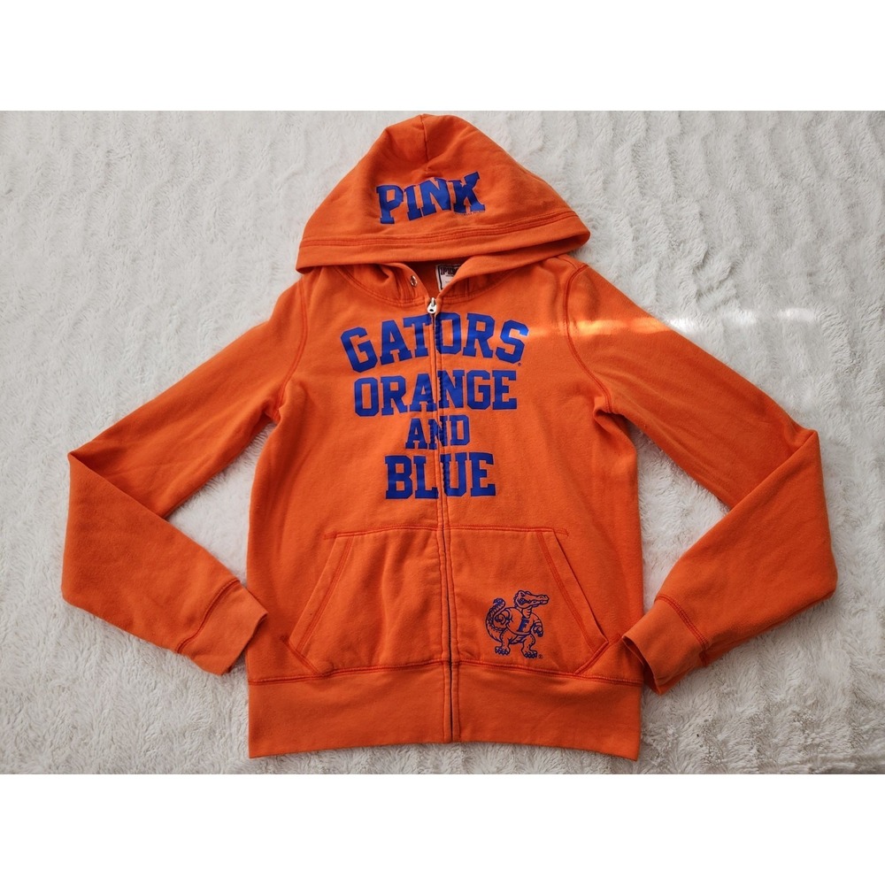PINK Victoria's Secret Florida Gators Full Zip Hoodie Orange Blue Womens Medium - Picture 2 of 10